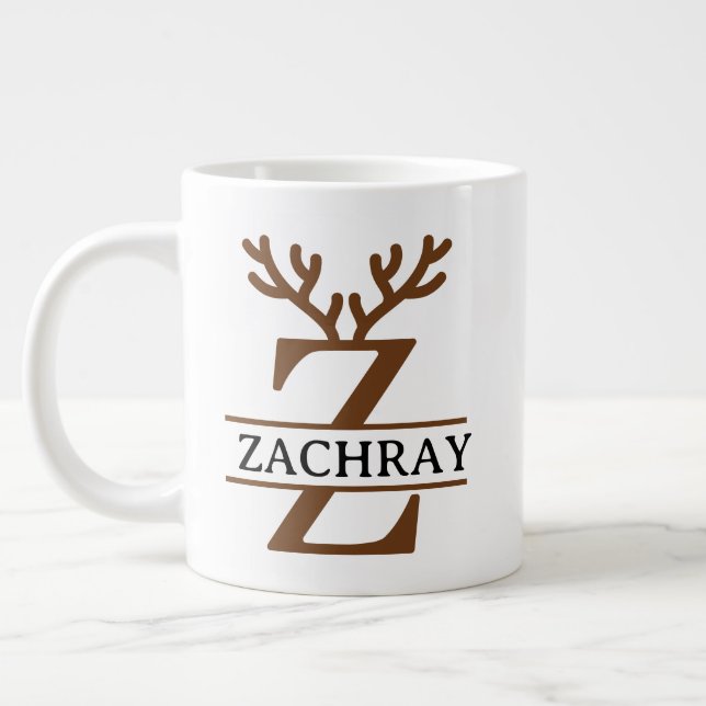 Christmas Reindeer holiday Mug, Custom winter  Giant Coffee Mug (Left)