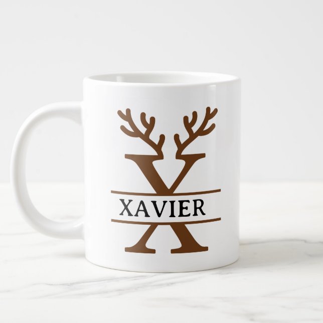 Christmas Reindeer holiday Mug, Custom winter  Giant Coffee Mug (Left)