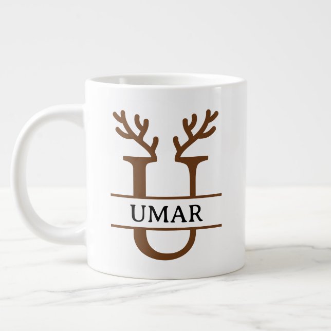 Christmas Reindeer holiday Mug, Custom winter  Giant Coffee Mug (Left)