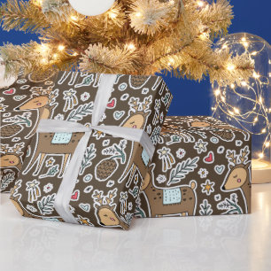 Christmas Reindeer Holiday Pattern Wrapping Paper