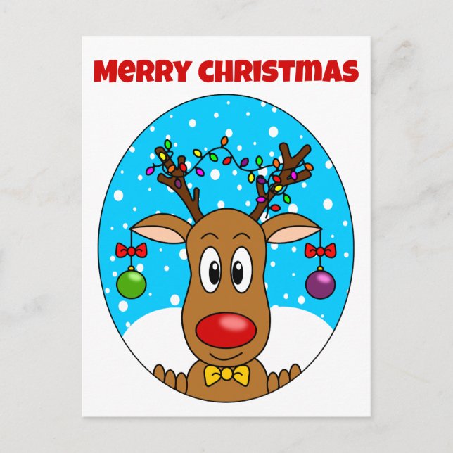 Christmas Reindeer Holiday Postcard (Front)