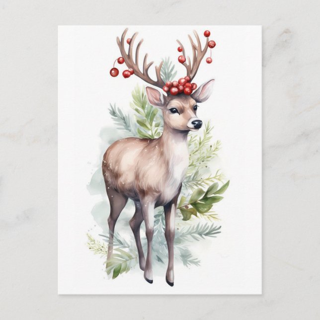  Christmas Reindeer Holiday Postcard (Front)