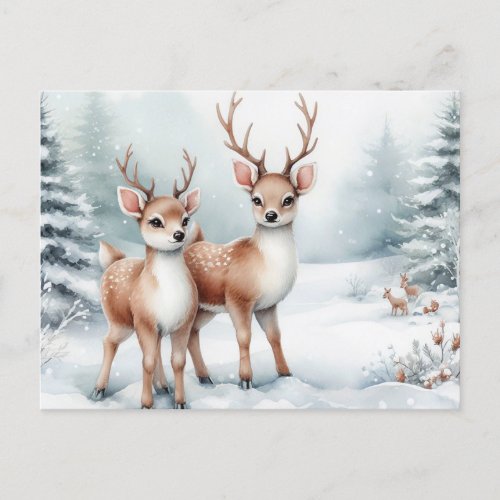  Christmas Reindeer Holiday Postcard