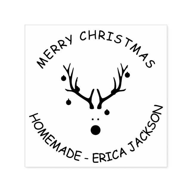 Christmas reindeer homemade name self-inking stamp (Design)