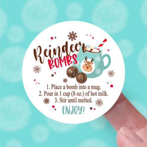 Christmas Reindeer Hot Cocoa Bomb Instructions Sticker