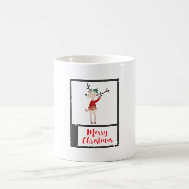 Christmas Reindeer In An Ugly Sweater Whimsical Coffee Mug (Center)