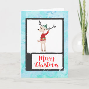 Christmas Reindeer In An Ugly Sweater Whimsical Holiday Card