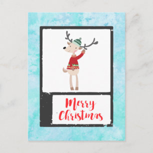 Christmas Reindeer In An Ugly Sweater Whimsical Holiday Postcard