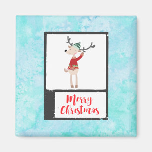 Christmas Reindeer In An Ugly Sweater Whimsical Magnet