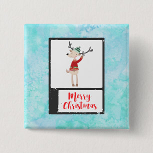 Christmas Reindeer In An Ugly Sweater Whimsical Pinback Button