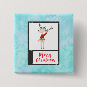 Christmas Reindeer In An Ugly Sweater Whimsical Pinback Button