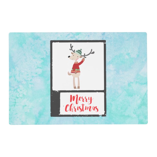 Christmas Reindeer In An Ugly Sweater Whimsical Placemat (Front)