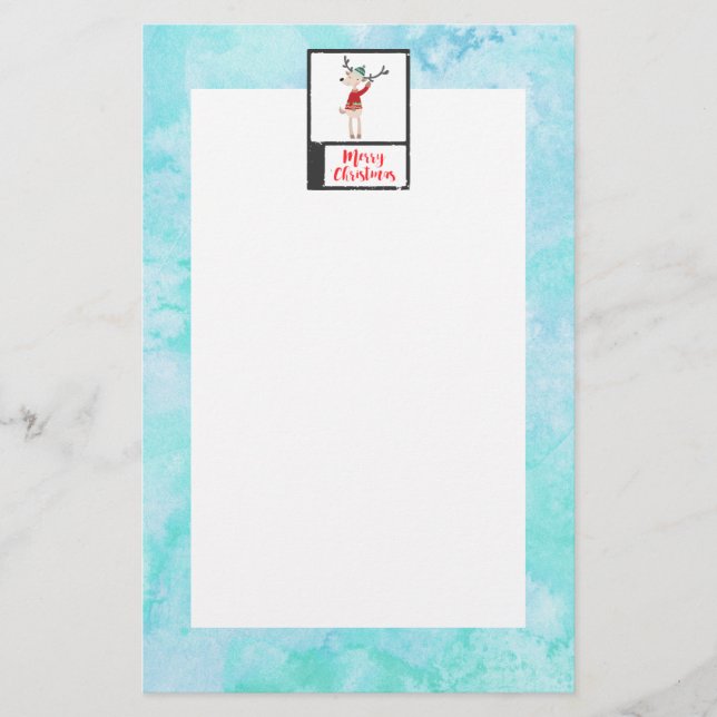 Christmas Reindeer In An Ugly Sweater Whimsical Stationery (Front)