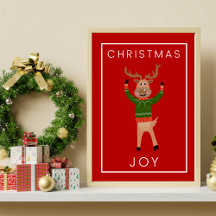 Christmas Reindeer in Cozy Sweater Art Print