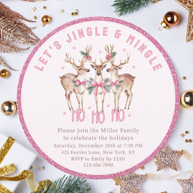 Christmas Reindeer Jingle & Mingle Festive Party Invitation (Creator Uploaded)