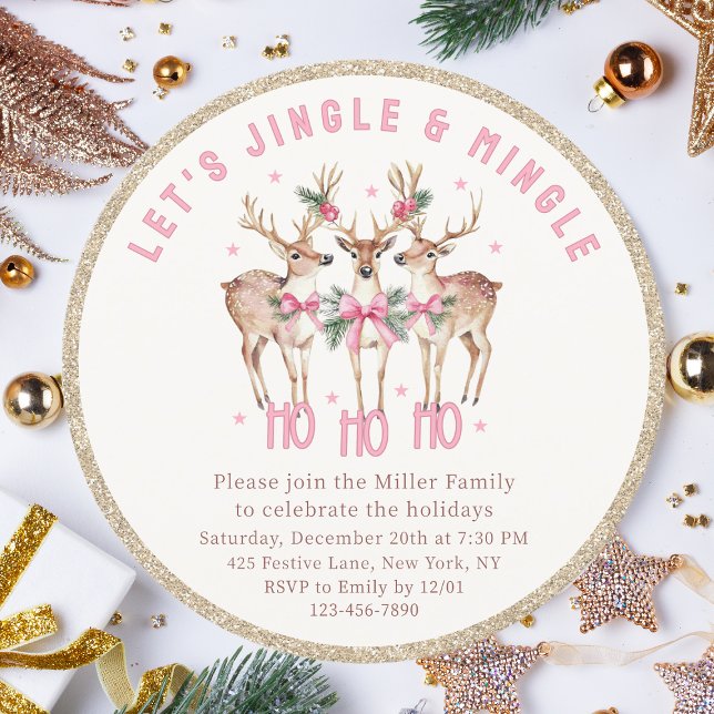 Christmas Reindeer Jingle & Mingle Festive Party Invitation (Creator Uploaded)