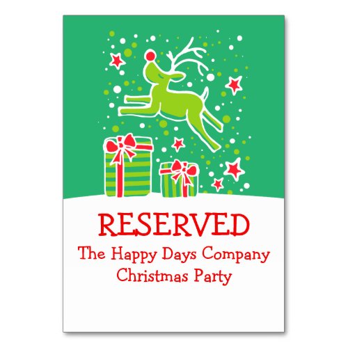 Christmas reindeer jumping reserved table card