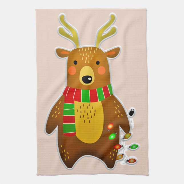 christmas reindeer kitchen towel (Vertical)