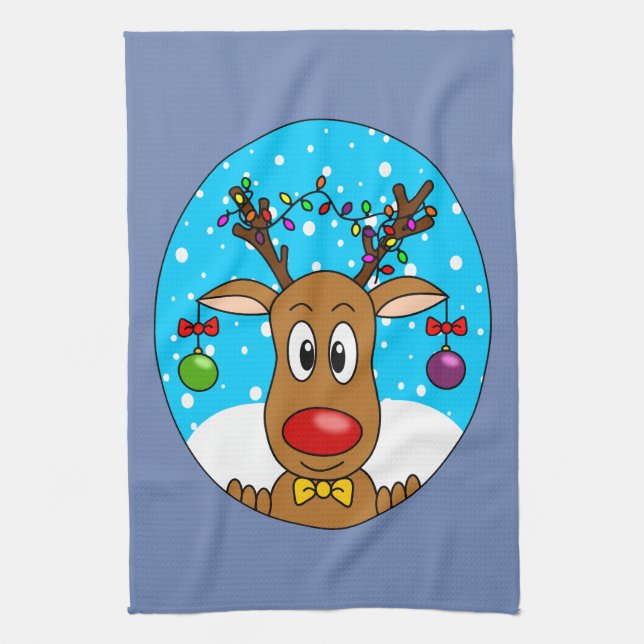 Christmas Reindeer Kitchen Towel (Vertical)