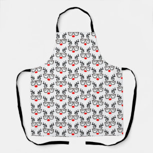 Christmas Reindeer Leopard Glasses Holiday Apron