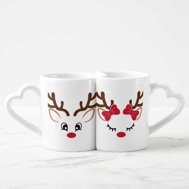 Christmas Reindeer Lovers' Mugs (Front Nesting)