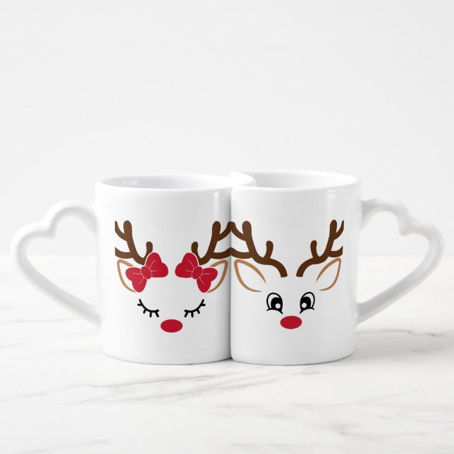Christmas Reindeer Lovers' Mugs Gift Set (Front Nesting)