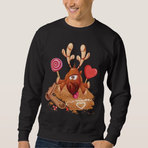 CHRISTMAS REINDEER LOVES CINNAMON CANDY MENS SWEATSHIRT