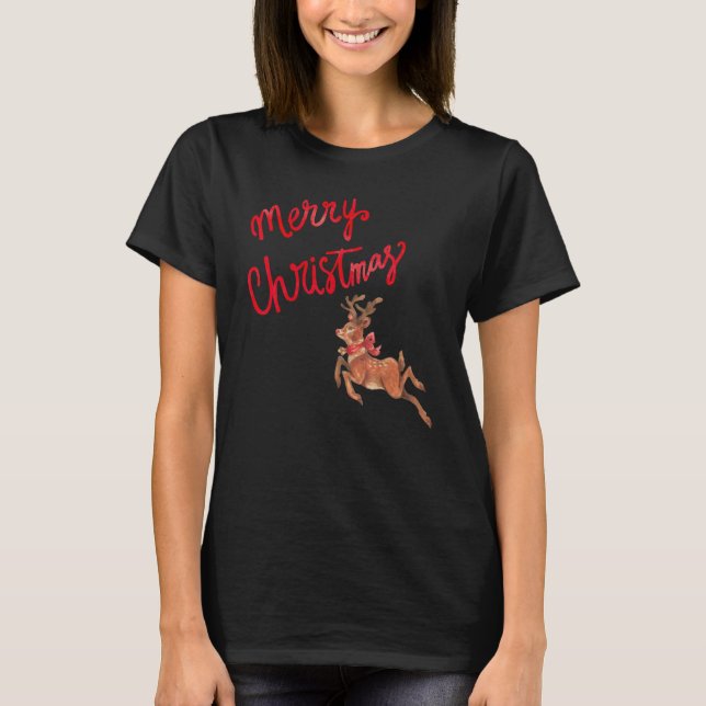 Christmas Reindeer Merry Christmas Cute  For Women T-Shirt (Front)