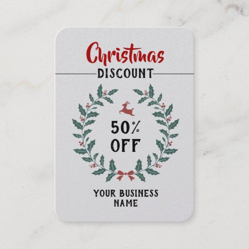 Christmas Reindeer Mistletoe Wreath Decorative Discount Card