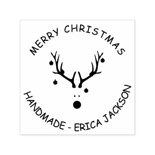 Christmas reindeer modern handmade name self_inking stamp
