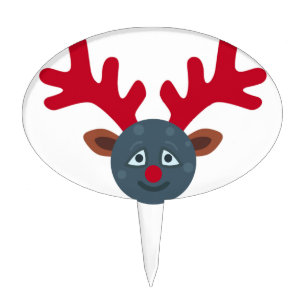 christmas reindeer moon emoji cake topper