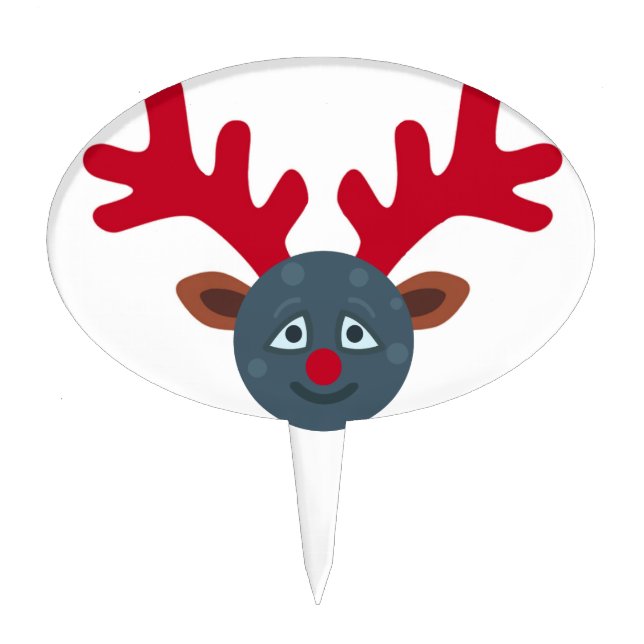 christmas reindeer moon emoji cake topper (Front)