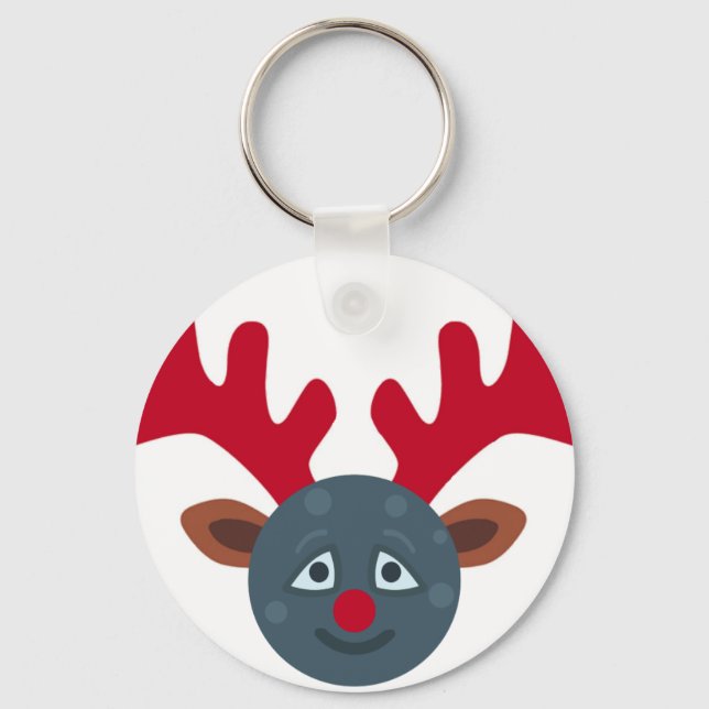 christmas reindeer moon emoji keychain (Front)