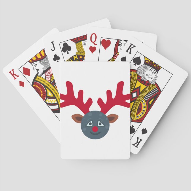 christmas reindeer moon emoji poker cards (Back)