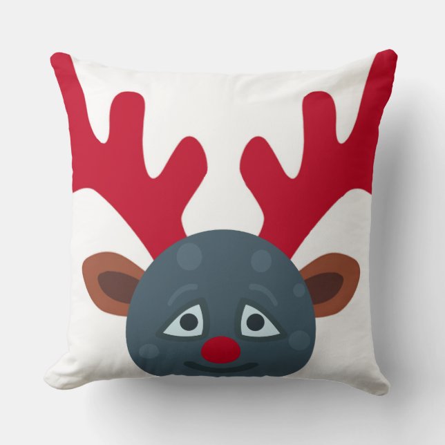 christmas reindeer moon emoji throw pillow (Front)