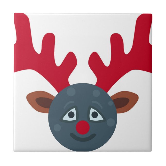 christmas reindeer moon emoji tile (Front)