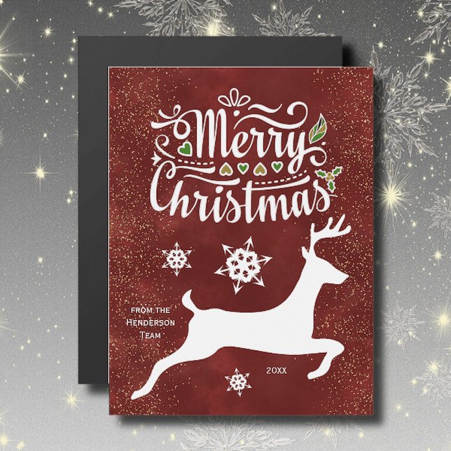 Christmas Reindeer on Burgundy Magnet Card (Creator Uploaded)