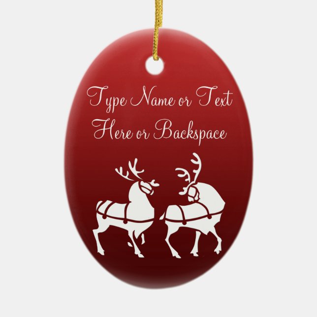 Christmas Reindeer Ornament Personalize Decoration (Front)