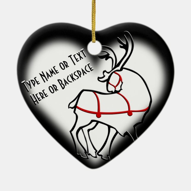 Christmas Reindeer Ornament Personalize Decoration (Back)