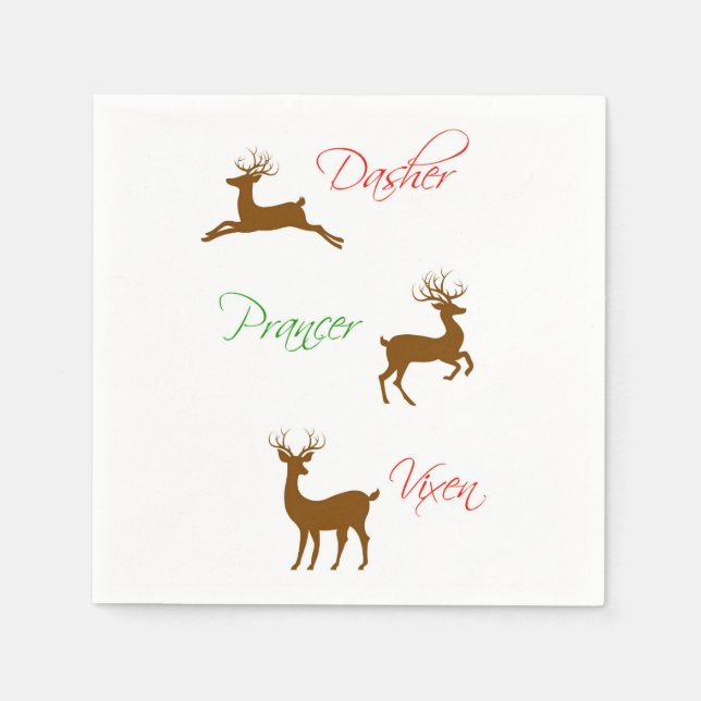 Christmas Reindeer Paper Napkins (Front)