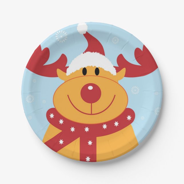 Christmas Reindeer Paper Plate (Front)