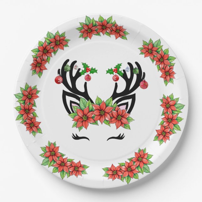 Christmas Reindeer Paper Plates (Front)