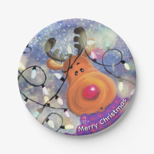 Christmas Reindeer Paper Plates