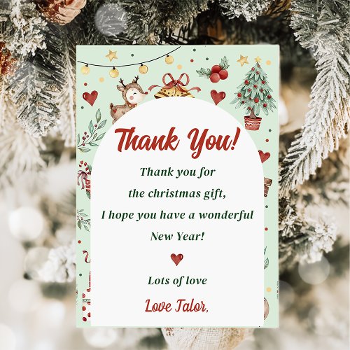 Christmas Reindeer Party Thank You Card