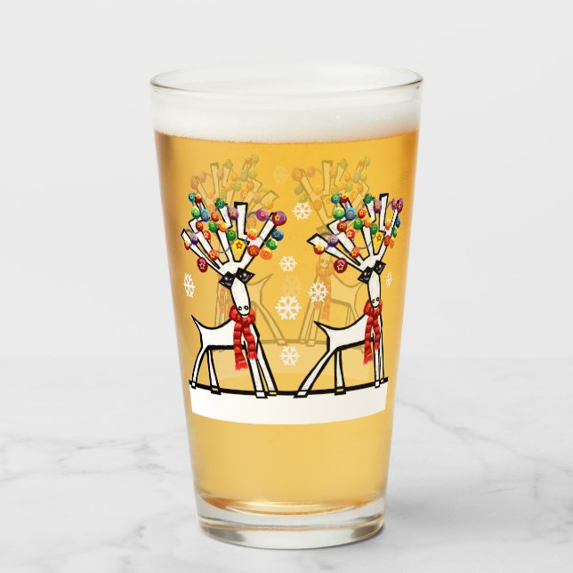 Christmas reindeer party with snowflakes glass (Back Filled)
