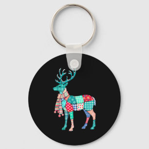 Christmas Reindeer Patchwork Reindeer Men Women Ki Keychain