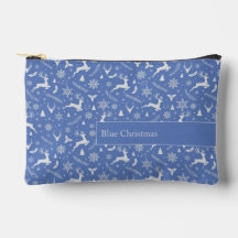 Christmas Reindeer Pattern Blue with Text