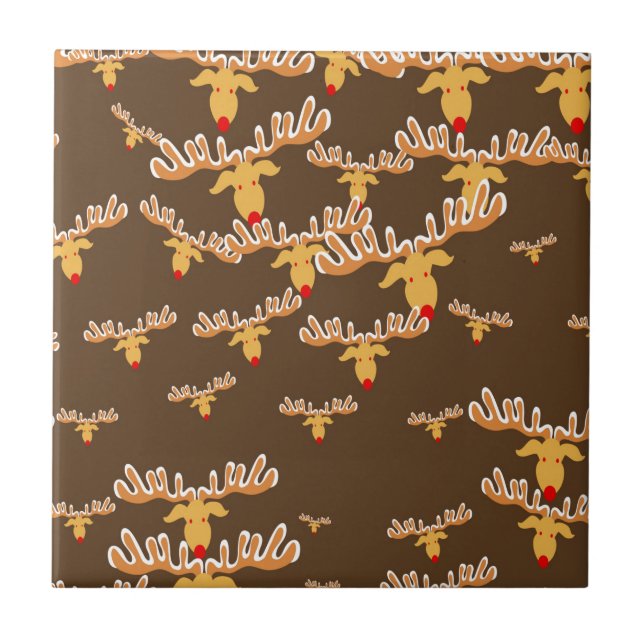 Christmas reindeer pattern ceramic tile (Front)