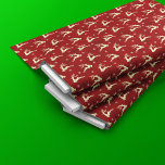 Christmas Reindeer Pattern Gold Red Fabric