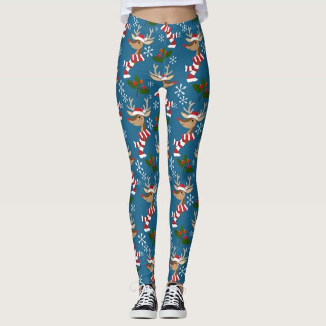 Christmas Reindeer Pattern Leggings (Front)